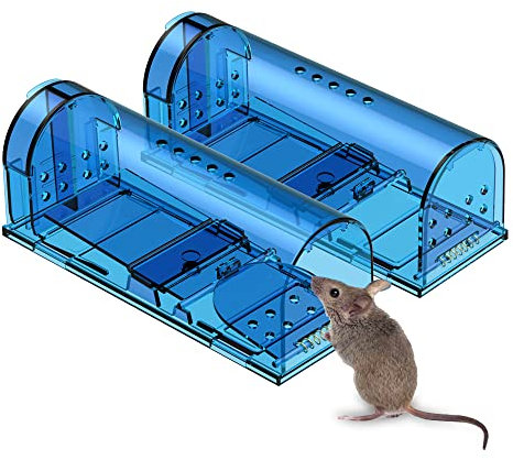 Humane Mouse Trap | Catch and Release Mouse Traps That Work | Mice Trap No Kill for mice/Rodent Pet Safe (Dog/Cat) Best Indoor/Outdoor Mousetrap Catcher Non Killer Small Capture Cage (Blue)