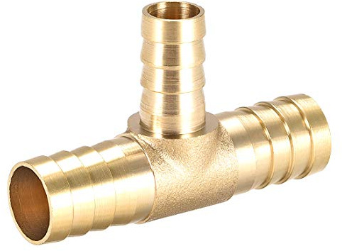 sourcing map 1 Piezas Conector Manguera de Lengüeta de Latón, 12mm x 16mm x12mm Reductor de Latón en Forma de T, Reductor Manguera de 3 Vías, para Adaptador Manguera