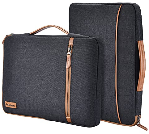LONMEN Laptoptasche 10 Zoll Rundum-Schutz Laptophülle mit Ausziehbarem Tragegriff, Wasserabweisende Notebooktasche für iPad mini 1-4, Galaxy Tab A9/A8, MatePad SE, Tab M8/M10 Plus, Braun
