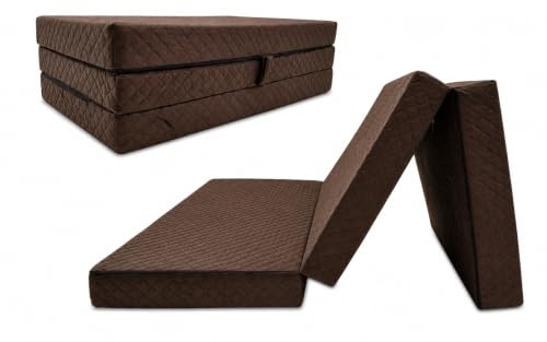 Odolplusz Premium Klappmatratze faltbar klappbar Gästematratze - Made IN EU - 200x120x10cm - als Matratze Gästebett einsetzbar (Brown)