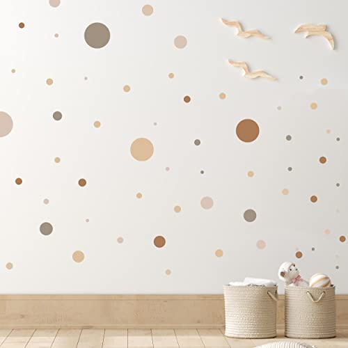 WANDKIND Kreis Set 60 Stück Wandtattoo für Babyzimmer V336 Aufkleber Sticker Kreise Wandaufkleber Kinderzimmer Deko Punkte Dots Klebepunkte in verschiedenen Farben (Beige)