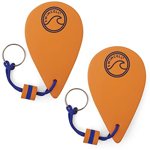 SwimCell Floating Keyring for Boat Keys. Floats 60g in Water - 3 Times More Than A Marine Cork! Key Float Nautical Keychain Sailing Gift. Key Buoy For Action Camera & Phone Case- Orange Pack of 2