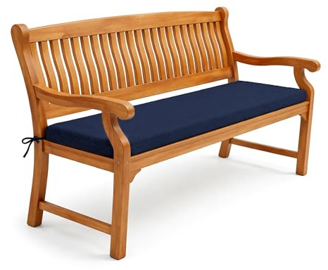 POKAR Bankauflage 200x50 cm | Bankkissen mit abnehmbarem Bezug und Bändern | Sitzauflage für Gartenbank, Sitzbank, Schaukel | Sitzpolster für Indoor und Outdoor | Oeko-TEX | Made in EU | Dunkelblau