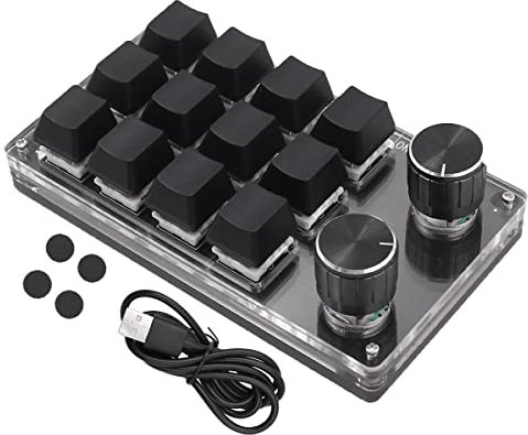 Tiardey Einhändige makromechanische Tastatur 12-Tasten-Mini-Gaming-Tastatur mit 2 Knöpfen für Office-Gaming-Medien
