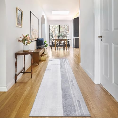 Calore Tappeto Cucina Antiscivolo Lavabile, Morbidi Lunghi Tappeti Antimacchia Runner per camera da letto, corridoi, soggiorno, cucina (60 x 180 cm, Grigio/Azzurro)