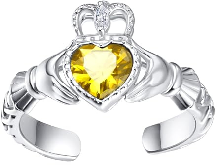 TANGPOET Anello Claddagh in argento sterling 925 | Anello irlandese Claddagh con pietra portafortuna celtica, regalo per donne e ragazze, Metallo prezioso, Zirconia cubica