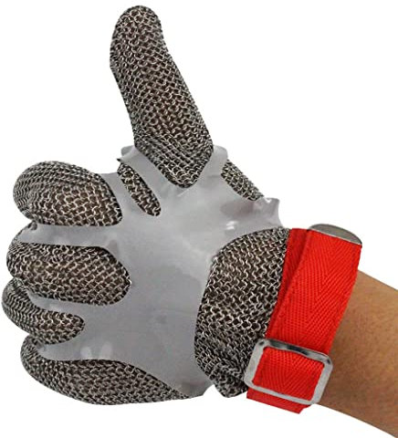 Samnuerly Anti Cutting Gloves Metal anti cutting gloves Chain mail gloves, Chef butcher safety work stab proof gloves Adjustable wrist strap (Size : 1PCS/M)