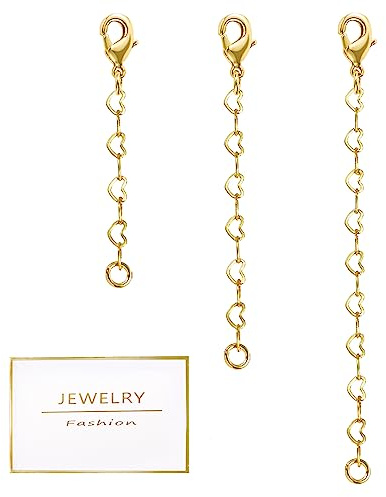 Gold/Silver Necklace Chain Extenders 3 Pcs 925 Sterling Silver Extender | ALEXCRAFT Gold/Silver Necklace Chain Extenders 3 Pcs 925 Sterling Silver Bracelet Necklace Extender Chains Extenders