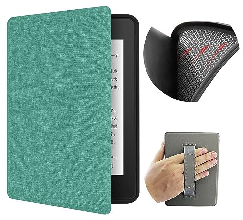 Etui pour Kindle Paperwhite 6.8 11ème Génération 2021 Release avec Dragonne - Ultra Slim PU Leather Smart Cover avec Auto Sleep and Wake pour Kindle Paperwhite5 (Vert)