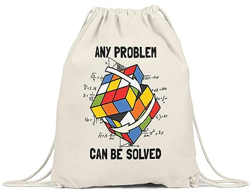 Hey!Print Any Problem Can Be Solved Turnbeutel Gymsack Rubik Cube Magic Würfel Retro Rubi Vintage Nerd Zauberwürfel