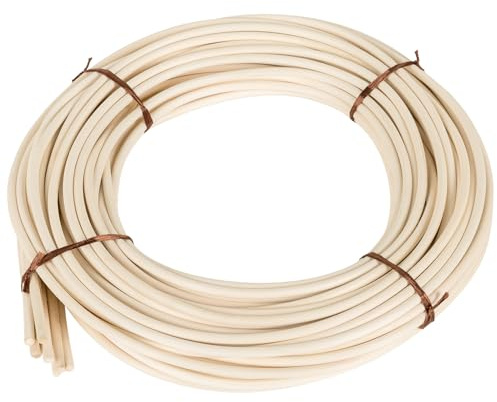 Natural Rattan Spline 250g/Roll 5mm Round Ratan Roll, Repair Cane for Wicker Chair, Wicker Basket and DIY Crafting Projects