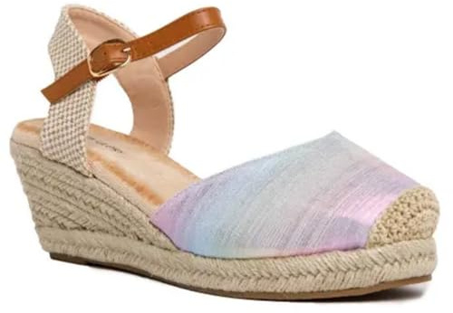 Miro Boho Chic Cuñas Alpargatas Mujer Plataforma Yute Sandalias Mujer Cuñas De Esparto con Encaje Y Correa De Tobillo Zapatos Novia Alpargatas Boda. Bohemien (Nacar, 38)
