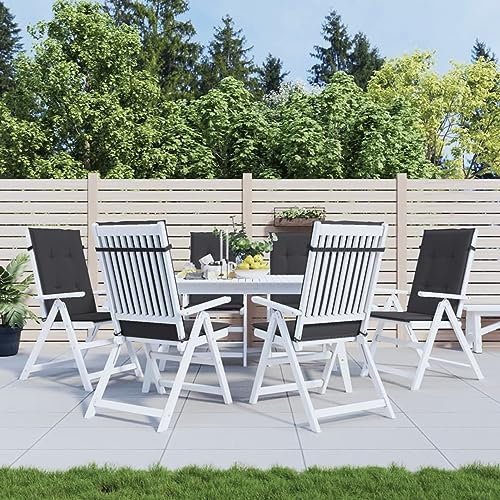 Rantry Gartenstuhl Möbel auflagen 6 STK. Sitzauflagen Polsterauflagen für Hochlehner Sitzkissen Hochlehner Auflagen Stuhlauflage Stuhlkissen für Gartenstühle Schwarz 120x50x3 cm