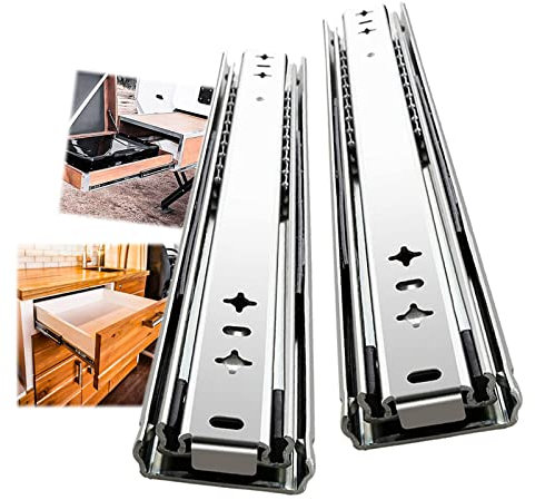 SWAYVES Schubladenauszüge, 250-1500Mm Schwerlastschienen, 1 Paar Seitlich Montierte Kugelgelagerte Auszugsschienen, Abnehmbar, Industrieführung/2-Pack/600Mm(24Inch)