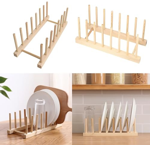 Qtuie Scolapiatti Supporti per Piatti in Legno Bambu Scola Piatti Lavandino Salvaspazio Scolabottiglie Porta Piatti Portabicchieri Portapiatti per Ciotole Tazze Organizer Cucina Rack di drenaggio (1)