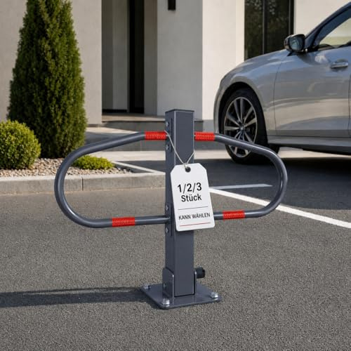 YRHome Klappbar Parkplatzbügel Parkplatzsperre aus verzinktes Stahl Absperrpfosten 51 x 73 x 18 cm mit 6 Schlüssel Sperrbügel Parkbügel Poller abschließbar für PKWs (3 Pfosten)