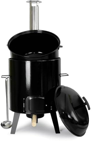 Emaille Ofen Gulaschkanone 16L Gulaschkessel bügel und Deckel Kasan Emaille Feuerstelle Campingofen Ungarischer Kesselgulasch Außenküche Eintopfofen emailliert Kesselgulasch Topf Küche Feldküche BBQ