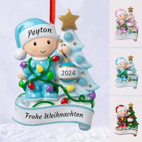 Wxexopowk Weihnachtskugel Personalisiert - Mein Erstes Weihnachten - Baby Weihnachtsbaumschmuck Mit Namen & Text, Christbaumkugeln, Personalisierung Geschenke für Babys, Junge, Mädchen, Blau