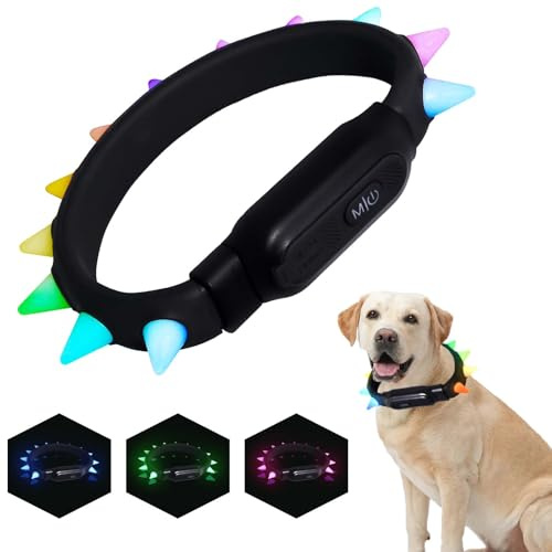 TJCzardas Leuchthalsband für Hunde – Anti-Verlust, verbessert die Sicherheit beim Spazierengehen mit Ihrem Hund in der Nacht, farbige RGB-Lichter, größenverstellbar, mit kabelloser Fernbedienung