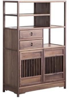 Buffet en bois massif avec finition noyer pour le salon et l'entrée