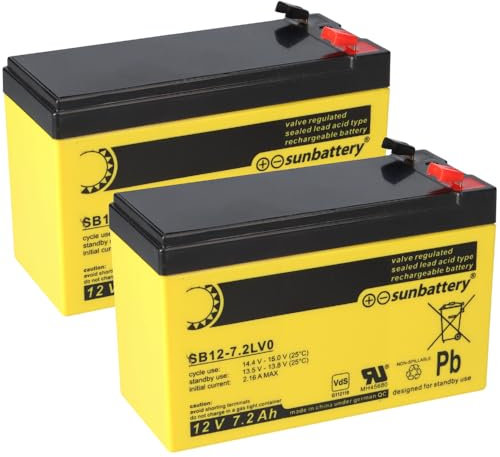 Ersatzakku für Brandmeldezentrale ABB BZK4E 2 x AGM Batterie 12V 7,2Ah mit VDs