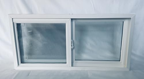 31x15 Vinyl Basement Slider Window ”White Basement Window, Replacement Sliding Windows with Screen, Double-Pane Glass Insulated