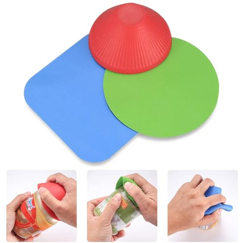 3 Pcs Rubber Jar Gripper Pads, Jar Grips Openers for Most Bottles - 3 Sizes,Multi-Purpose Bottle Lid Tops Openers