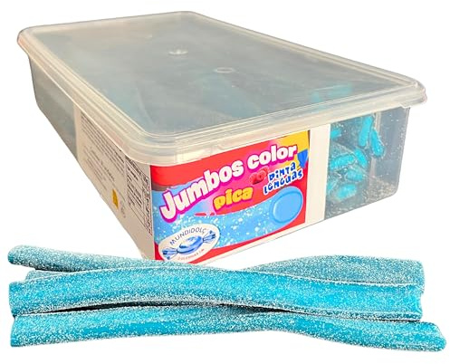 MUNDIDOLÇ Jumbos. Bonbons Acidulés. 30 Unités. Bonbons et Friandises. Bonbons Gélifiés Anniversaire et Halloween (Framboise Bleue)