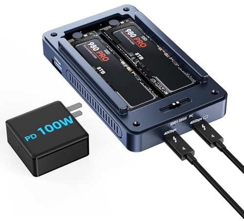 Acasis M2 NVMe SSD-Gehäuse 40 Gbit/s USB C Aluminium NVMe Gehäuse PCIe 2280 M-Key (B+M Key) Solid State Drive Externe Festplattengehäuse kompatibel mit USB 4/3.2/3.1/3.0/Typ C Geräten (TBU405PRO MAX)