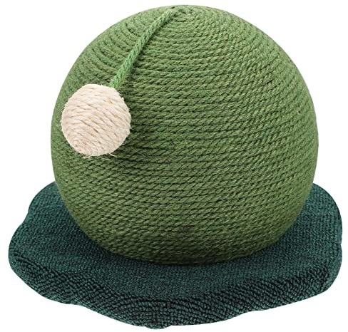 Kisangel Griffoir pour Chat De Cactus Rond Profond Tapis à Gratter pour Chaton Corde Naturelle Vert Foncé Jouet Multiactivités Intérieur pour Chats Adultes Et Chatons