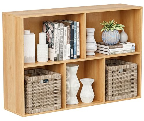 VDNEND Bücherregal Holz 5 Fächern mit Geschlossener Rückwand, Würfelregal, Standregal, Raumteiler Regal, Aufbewahrungsregal für Wohnzimmer, Büro, Schlafzimmer, Kinderzimmer, 91,4 x 61 x 24 cm