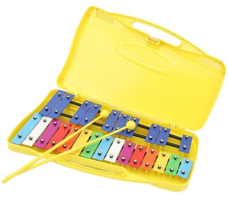 RiToEasysports Buntes Xylophon mit Aluminiumtasten für Kinder, Professionelles 25-Noten-Xylophon mit Aufbewahrungsbox, Sorgfältig Gestimmte Tasten, Musikspielzeug für Kinder