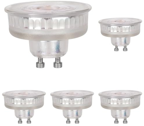 EGLO GU10 LED Leuchtmittel dimmbar, extra Flache Glühbirne für Einbauspots, 4 Watt, 400 Lumen, Reflektor Lampe neutralweiß, 4000 Kelvin, Einbauhöhe 3,5 cm, Ø 5 cm (Packung mit 5)