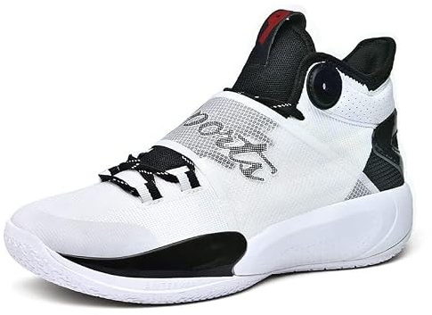 Unisex basketskor är andningsbara, lätta och halkfria, slitstarka sportträningsskor Skor för promenader(White Black,37 EU)