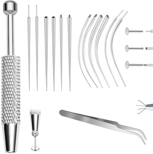 16G 18G 14PCS Ear Piercing Taper Piercing Aghi Piercing Cono Palla Grabber Strumento per Cambiare Gioielli Threadless Inserimento Chirurgenstahl Accessori per Piercing a Orecchio e Naso Labret