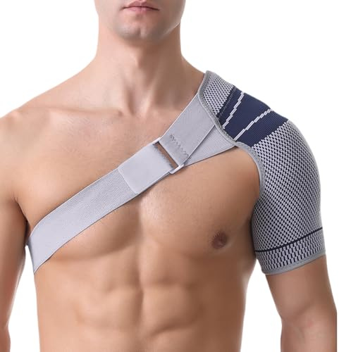 Uoxmiy Shoulder Support Brace for Men & Women Orange for Discomfort Relief & Muscle Relaxation, Easy to Wear & Remove Blue-gray