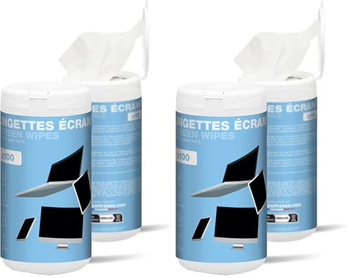 APM 100 Lingettes Nettoyantes pour Lunettes, Écrans TV, PC, Smartphones et Appareils Photo, Sans Alcool, Garantie Zéro Rayure, Effet Antistatique, 600103 (Lot de 2)