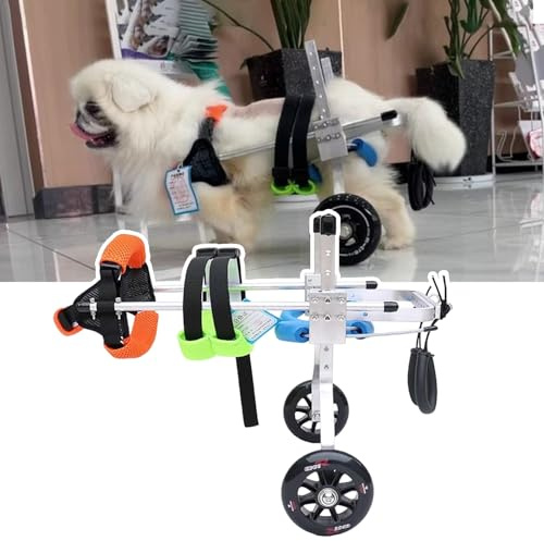 Justerbar bärbar hund rullstol för små till medelstora hundar, lätt bakre ben stöd barnvagn för skadade husdjur, hund rehabiliteringshjälp, enkel mobilitetslösning