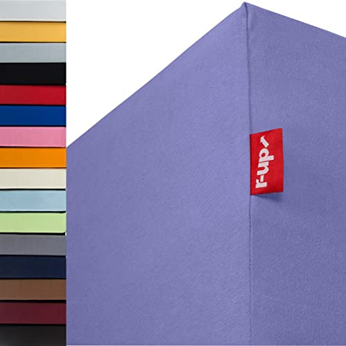 r-up Passt Spannbettaken 120x200-130x200 lila | 100% Baumwolle, 130g/m² Tuchgewicht, bis 35cm Höhe, viele Farben, OEKO-TEX, stressfrei auch für hohe Matratzen