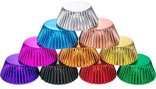 200 Pieces Sumind Foil Cupcake Liners Standard Size Metallic Cupcake Liners Paper Baking Cups Muffin Case Decoration Cups, 10 Colors | Cupcake Liners Paper, Paper Baking Cups for Muffins, Metallic Foil Finish, 10 Colors