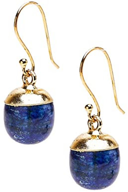 TreasureBay Schöne natürliche Lapislazuli-Edelstein-Ohrringe mit 18 Karat vergoldetem 925er Sterlingsilber, baumelnde Damen-Ohrringe, Blau, Edelstein, Lapislazuli