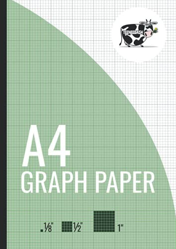 A4 Graph Paper: 100 Pages, 1/8 Squares, Imperial Quad Ruled Composition Notebook, Grid Paper