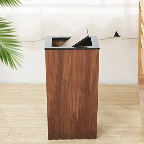 DRSFF Poubelle carrée créative Poubelle à clapet pour Salon Chambre Cuisine Grandes poubelles Corbeille à Papier Seau de Rangement en Bois pour Bureau à Domicile Commercial (Couleur : A)