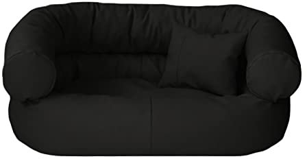 Juelle Hundebett aus Kunstleder Kissen für große Hunde Ausziehbarer Bezug, Kuscheliges Hundesofa, Hundebett Fergus S-XXL (100x80cm, Schwarz)