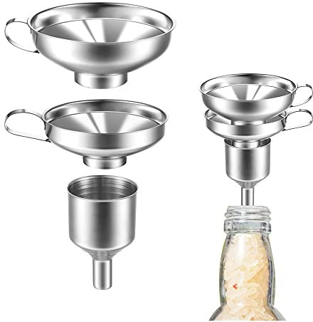 3 piezas Embudo de Boca Ancha de Acero Inoxidable Embudos Mermelada de Acero Inoxidable Embudo Adecuado Embudos de Cocina Embudos de Enlatado para Transporte de Líquidos Aceites Polvos Frijoles