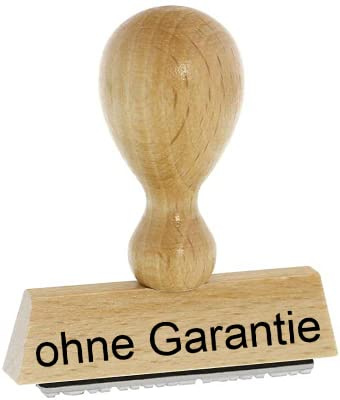 Lagerstempel/Lagertext – ohne Garantie - von Kaufhaus2010 Buchenholzstempel – Lagertextstempel zur Kennzeichnung von Rechnungen und anderen Dokumenten 4 cm lang