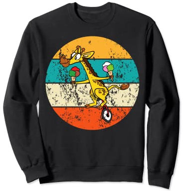 Giraffe Eis Fahrradmotiv Einrad Fahrrad Lustig Vintage Retro Sweatshirt
