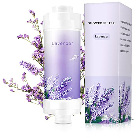 lonstin Shower Infuser, Vitamin C Shower Filter for Hard Water, Shower Head Filter to Chlorine Fluoride Sediment, Helps Dry Skin & Hair Loss, Easy Installation (Lavender)