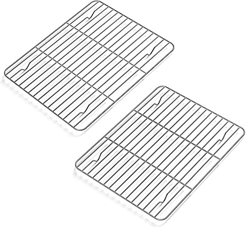 2 Pack Cooling Rack for Baking Stainless Steel, Heavy Duty Wire Rack Baking Rack, 11.7 x 9.4 Cooling Racks for Cooking, Fits Quarter Sheet Pan Small Toaster Oven, Dishwasher Safe