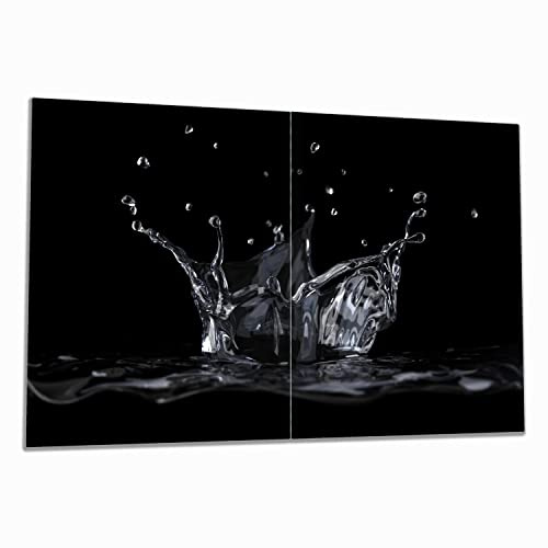 Wallario Herdabdeckplatte/Spritzschutz aus Glas, 2-teilig, 80x52cm, für Ceran- und Induktionsherde, Aufspritzendes Wasser